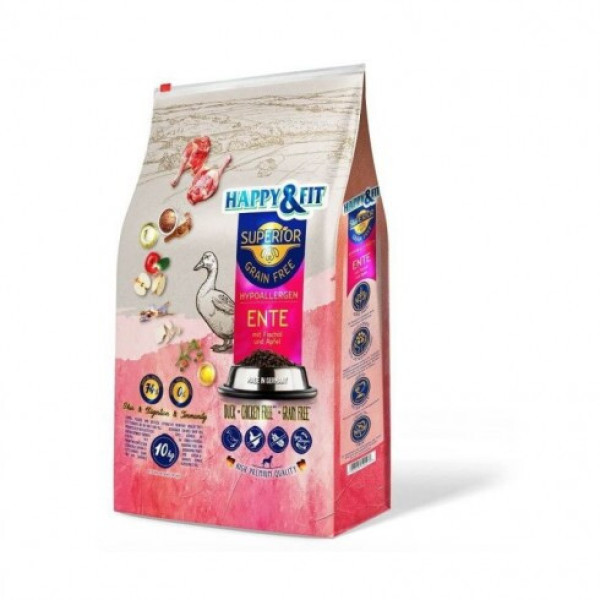 Happy&Fit Superior Hypoallergén Kacsa halolajjal és almával 10kg