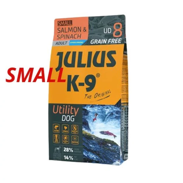 Julius-K9 GF Hypoallergenic Utility Dog Adult Small Salmon & Spinach 10 kg - 10 kg