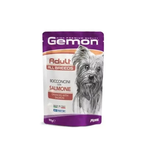 Gemon Dog Pouch Adult Lazac 12x100g 
