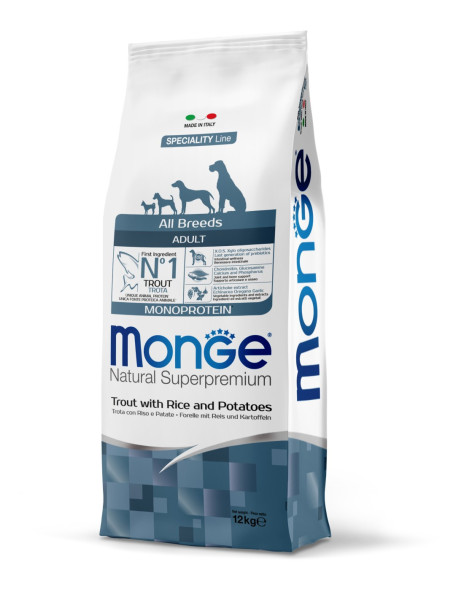 Monge Dog Speciality Line All Breeds Adult Trout, Rice-Potatoes  - 12 kg